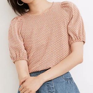 Madewell Floral Pink Jacquard Puff-Sleeve
Tee